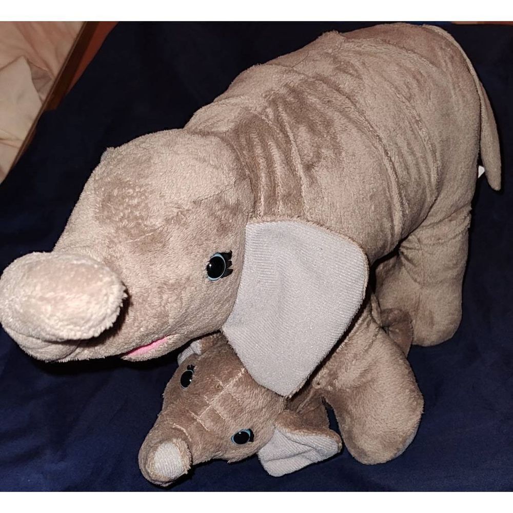 Plush Elephants from GREATEST SHOW ON EARTH. Mama and baby connected. Stuffies s